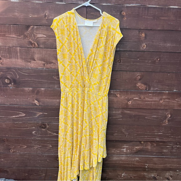 Anthropologie Maeve Fete Wrap Yellow Midi Dress Women's Size Medium - Picture 4 of 8